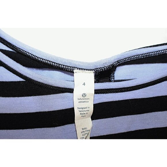 Lululemon - sz 4 - Devotion Long Sleeve Tee in Sea Stripe Polar Haze Black - Picture 5 of 13